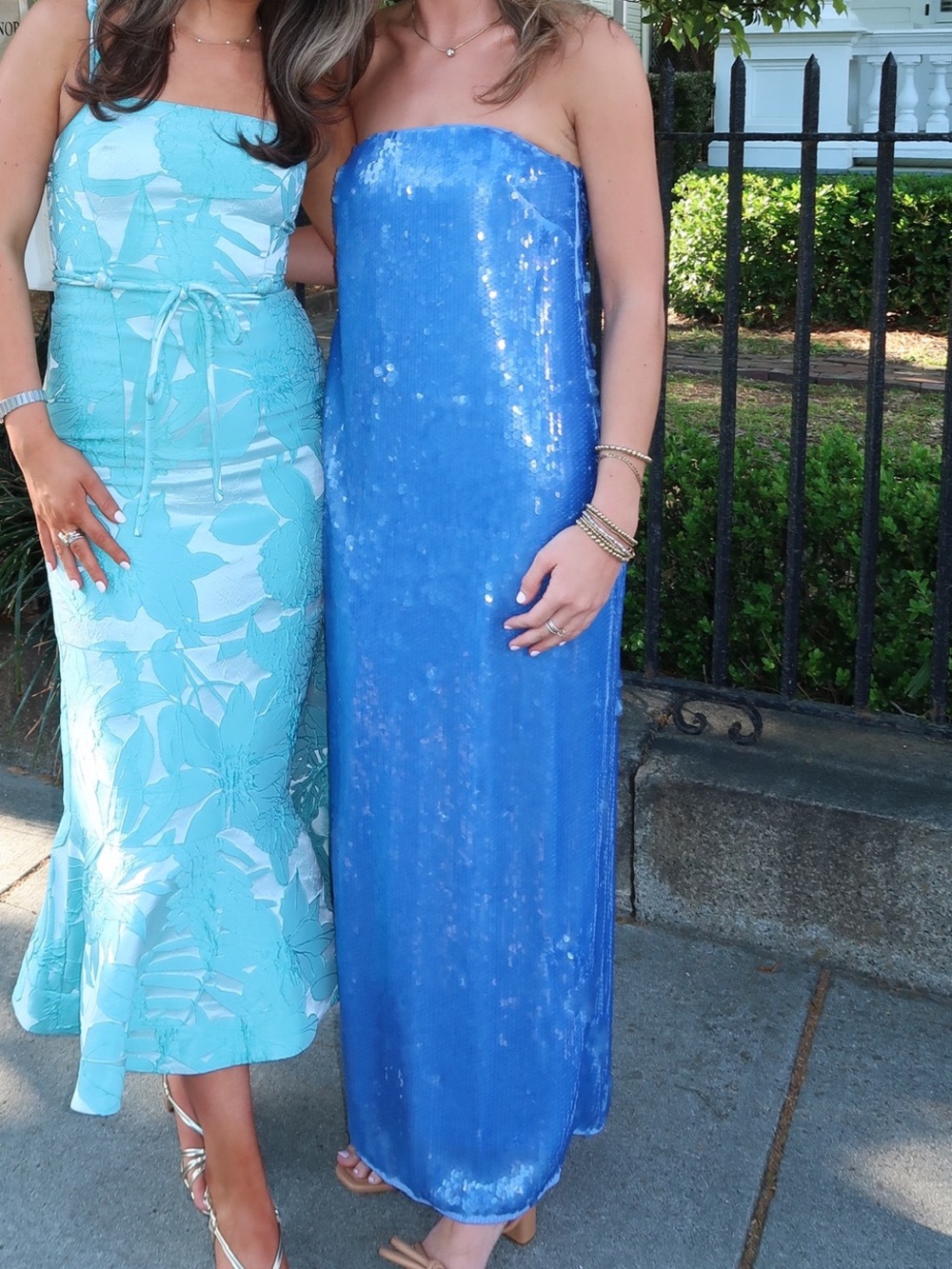 STAUD Casey Dress - Strapless Sequin Midi Dress in Royal Blue - Picture 5 of 6